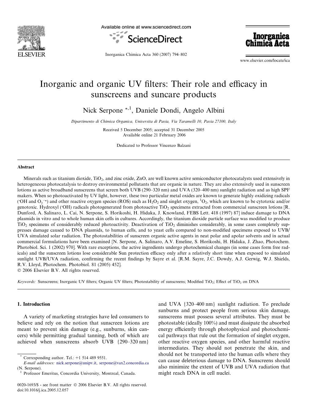 Inorganic and Organic UV Filters: Their Role and Efficacy in Sunscreens and Suncare Products