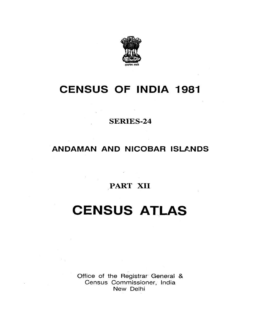 Andaman and Nicobar Islands, India Adiministrative Divisions 1981