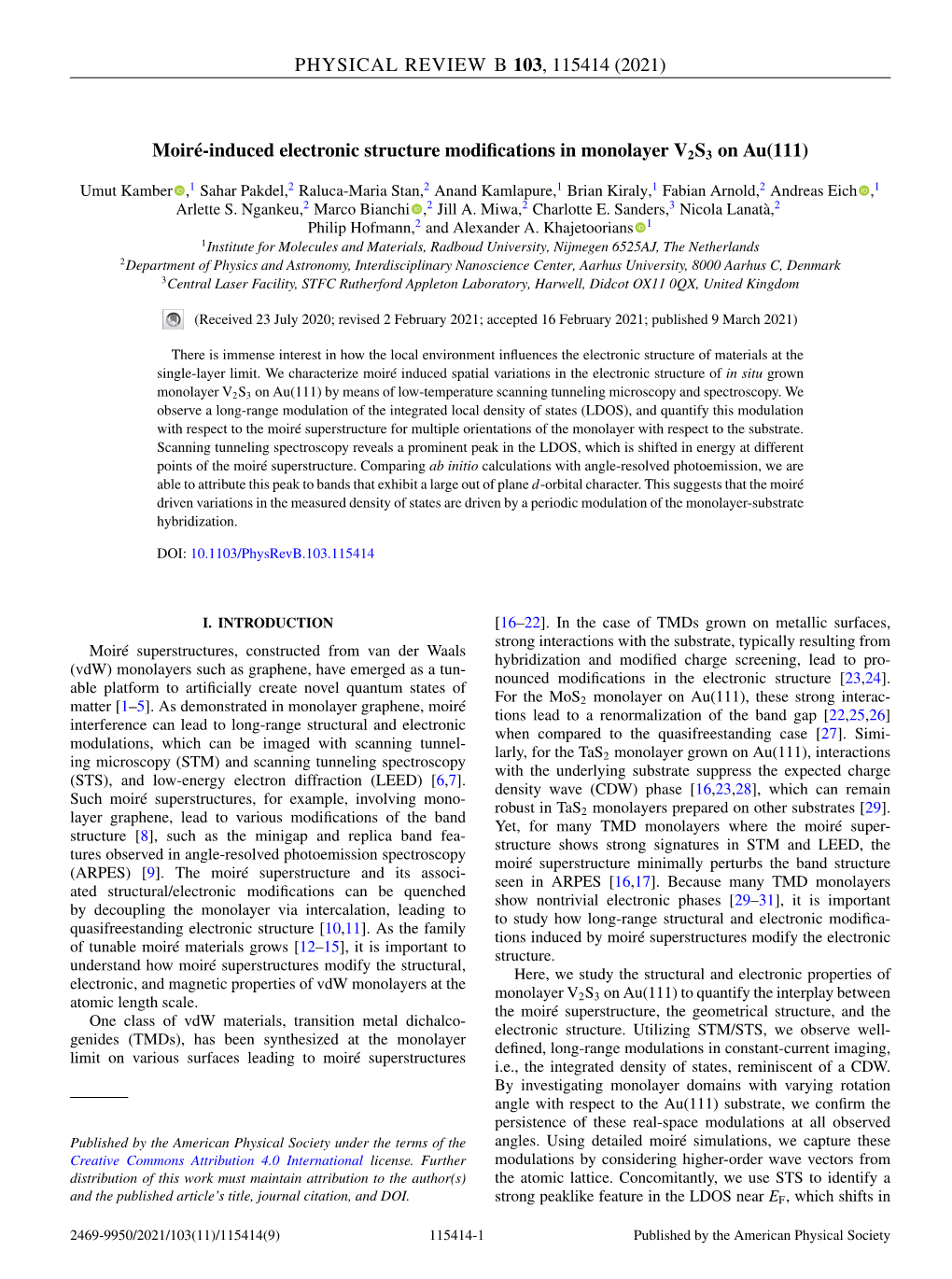 Induced Electronic Structure Modifications in Monolayer ${\Rm V}