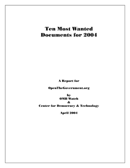 Ten Most Wanted Documents for 2004