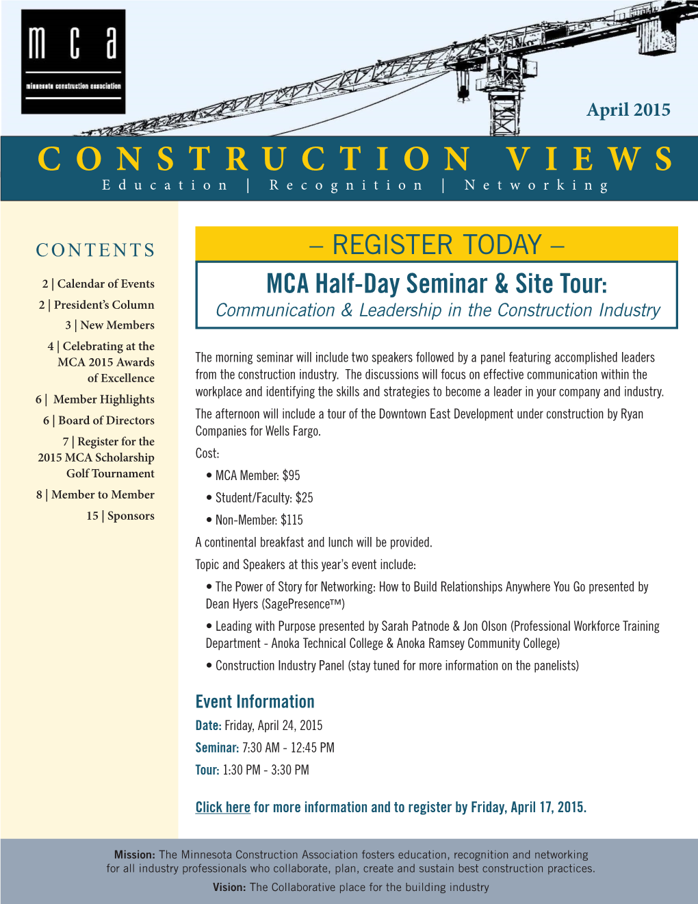 CONSTRUCTION VIEWS Education | Recognition | Networking
