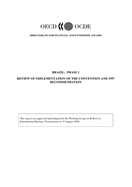 Brazil: Phase 1 Review of Implementation of the Convention and 1997 Recommendation