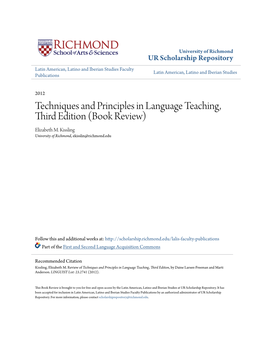 Techniques and Principles in Language Teaching, Third Edition (Book Review) Elizabeth M