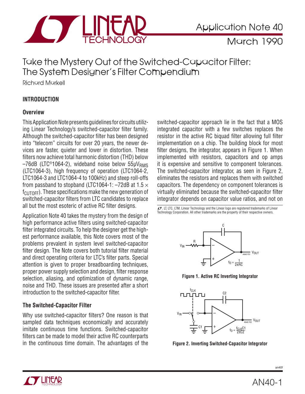 AN40 F01 out and Direct Operating Criteria for LTC’S Filter Parts