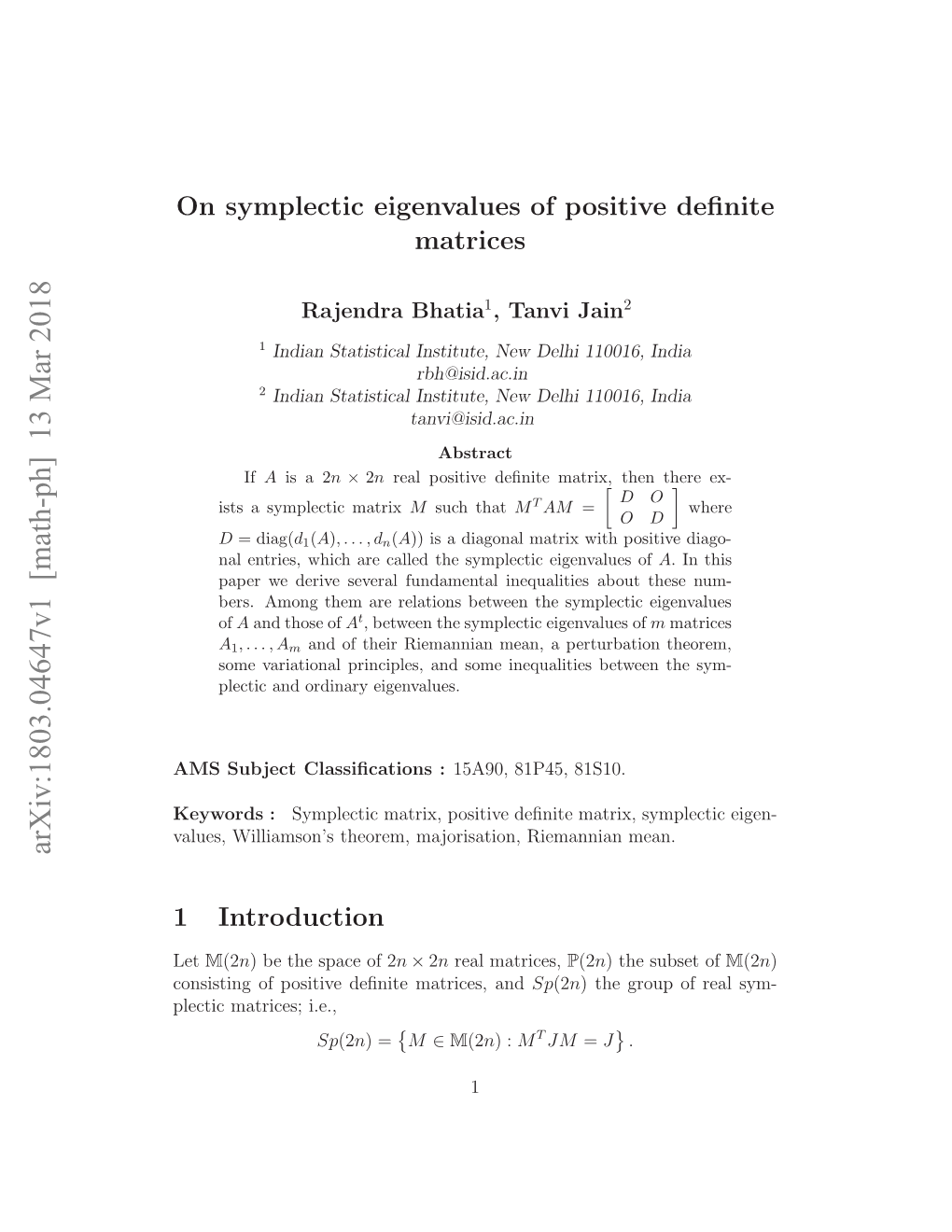 On Symplectic Eigenvalues of Positive Definite Matrices