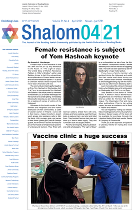 Female Resistance Is Subject of Yom Hashoah Keynote Vaccine Clinic A