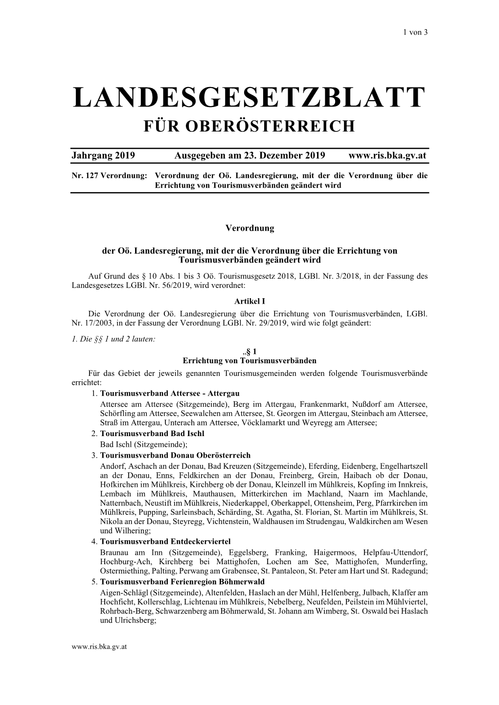 Landesgesetzblatt Für Oberösterreich