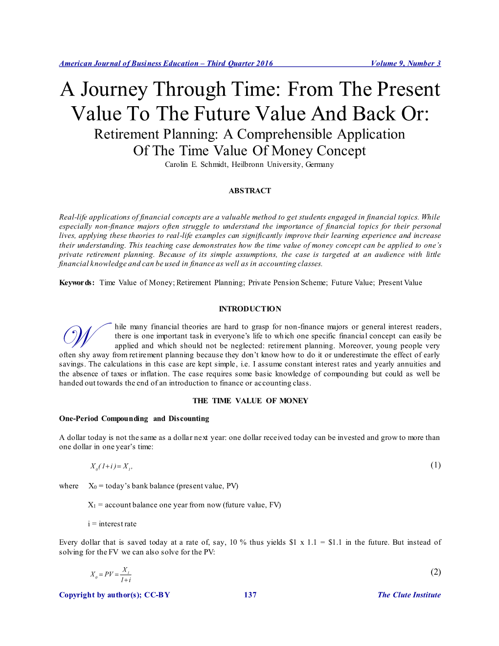 A Journey Through Time: from the Present Value to the Future Value