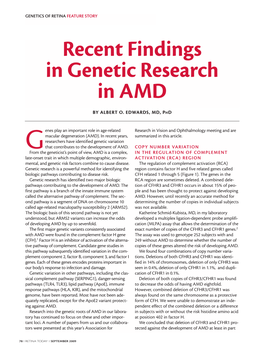 Recent Findings in Genetic Research in AMD