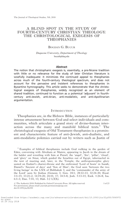 A Blind Spot in the Study of Fourth-Century Christian Theology: the Christological Exegesis of Theophanies