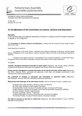 To the Members of the Committee on Culture, Science and Education