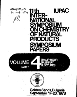 Tl INTER- NATIONAL SYMPOSIUM NCHEMSTRY of NATURAL PRODUCTS SYMPOSIUM PAPERS