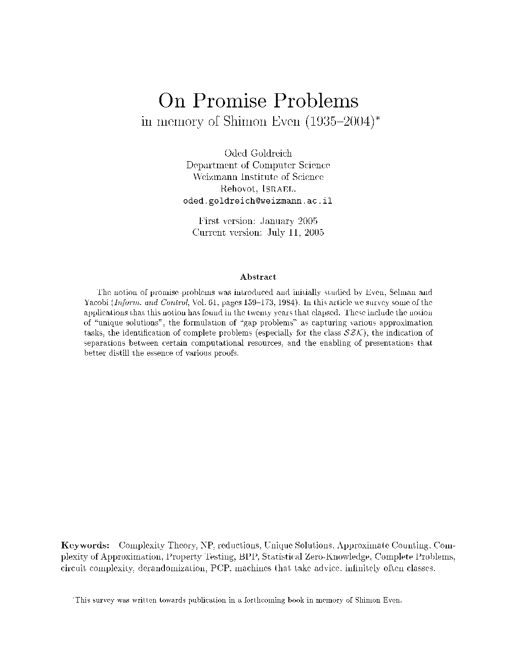 On Promise Problems