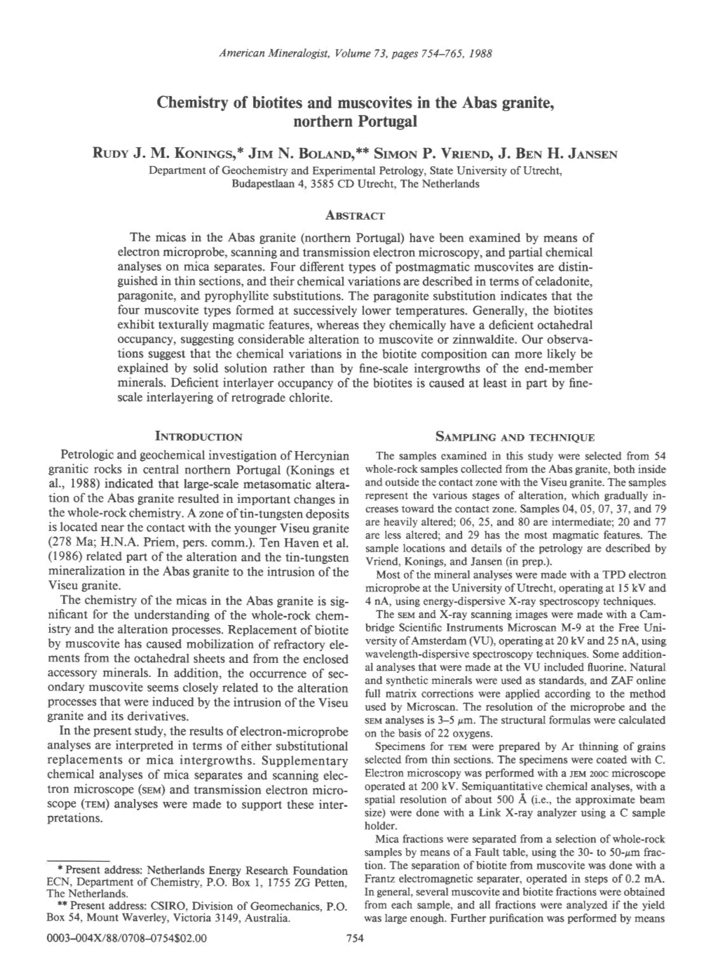 Chemistry of Biotites and Muscovites in the Abas Granite, Northern Portugal