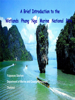 A Brief Introduction to the Wetlands Phang Nga Marine National Park