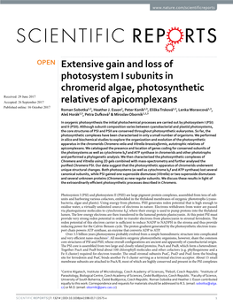 Extensive Gain and Loss of Photosystem I Subunits in Chromerid