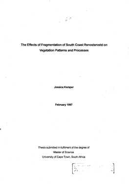 The Effects of Fragmentation of South Coast Renosterveld on Vegetation Patterns and Processes