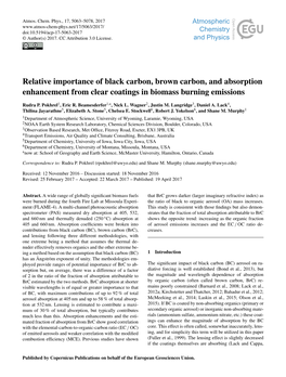 Relative Importance of Black Carbon, Brown Carbon, and Absorption Enhancement from Clear Coatings in Biomass Burning Emissions