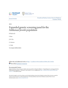Expanded Genetic Screening Panel for the Ashkenazi Jewish Population B