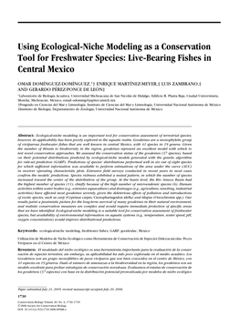 Using Ecological-Niche Modeling As a Conservation Tool for Freshwater Species: Live-Bearing Fishes in Central Mexico