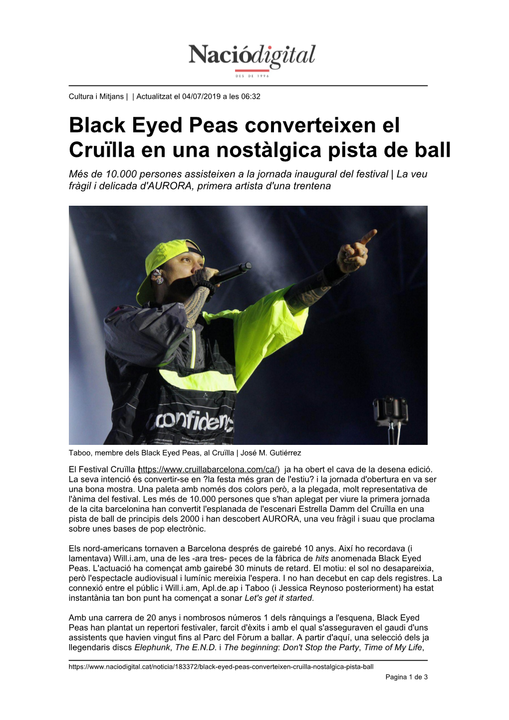 Black Eyed Peas Converteixen El Cruïlla En Una Nostàlgica Pista De
