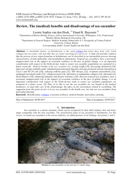 Review, the (Medical) Benefits and Disadvantage of Sea Cucumber
