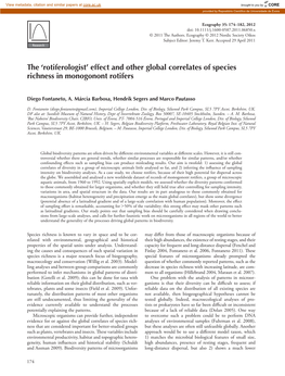 The Rotiferologist Effect and Other Global Correlates of Species