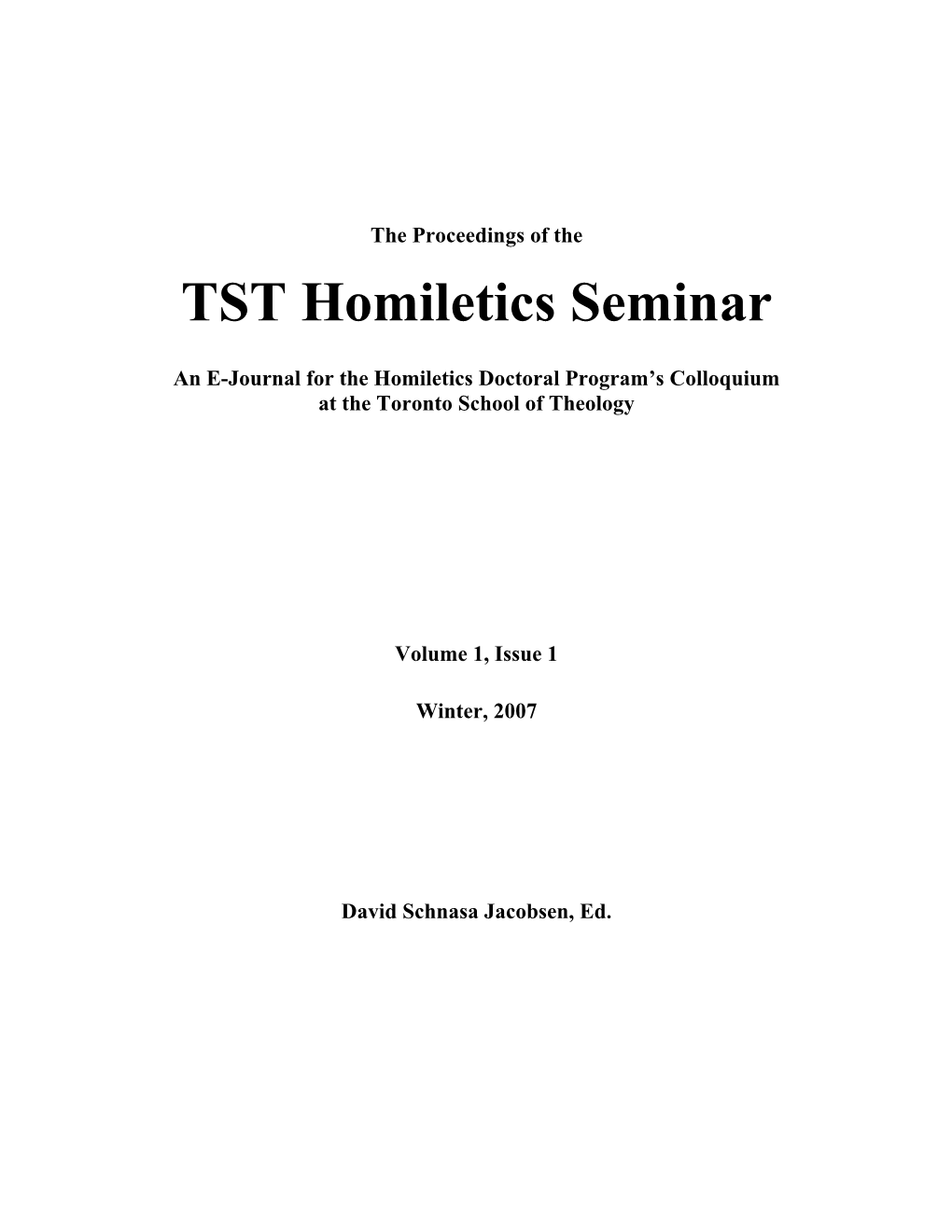 TST Homiletics Seminar