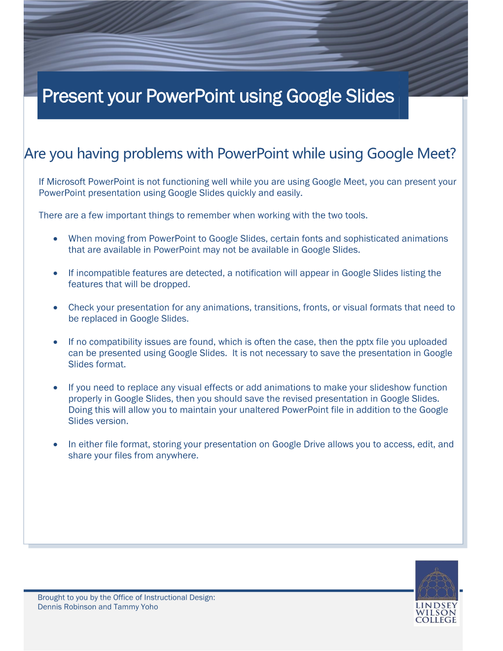 Presenting Powerpoint Presentations Using Google Slides
