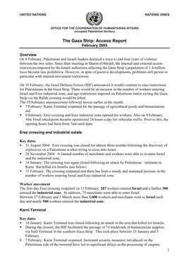 The Gaza Strip: Access Report February 2005