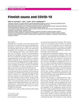Finnish Sauna and COVID-19