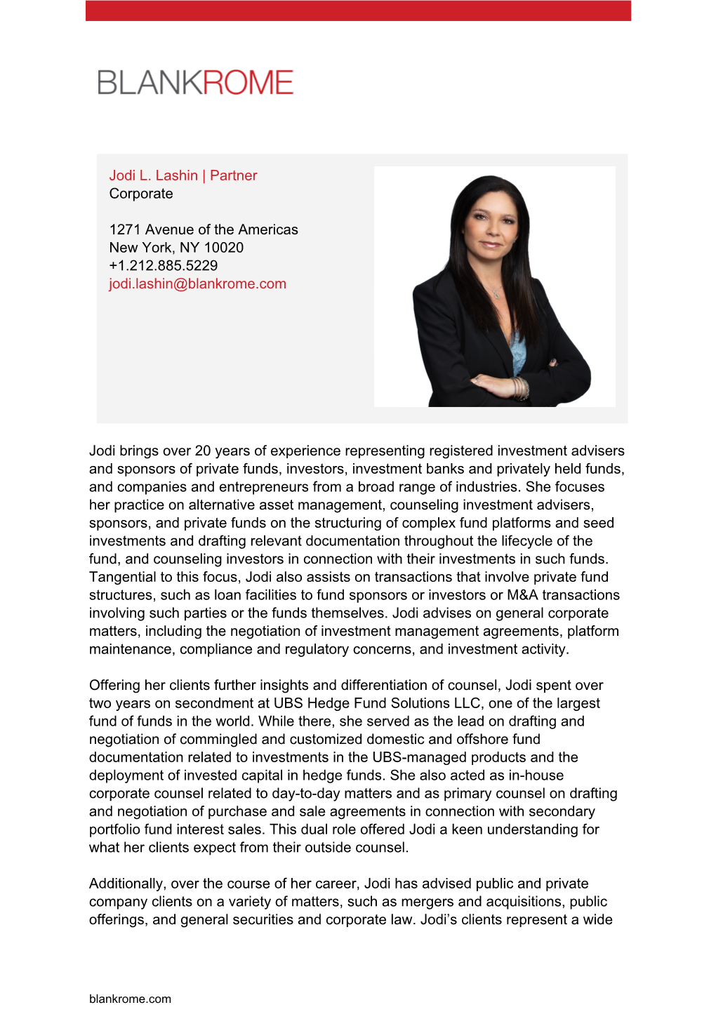 Jodi L. Lashin | Partner Corporate