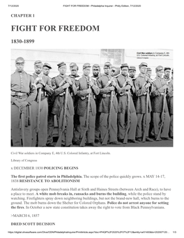 FIGHT for FREEDOM - Philadelphia Inquirer - Philly Edition, 7/12/2020