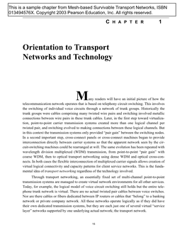 Orientation to Transport Networks and Technology