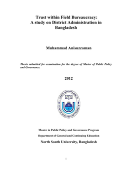 Trust Within Field Bureaucracy: a Study on District Administration in Bangladesh