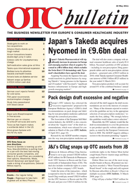 Japan's Takeda Acquires Nycomed in C9.6Bn Deal