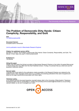 The Problem of Democratic Dirty Hands: Citizen Complicity, Responsibility, and Guilt