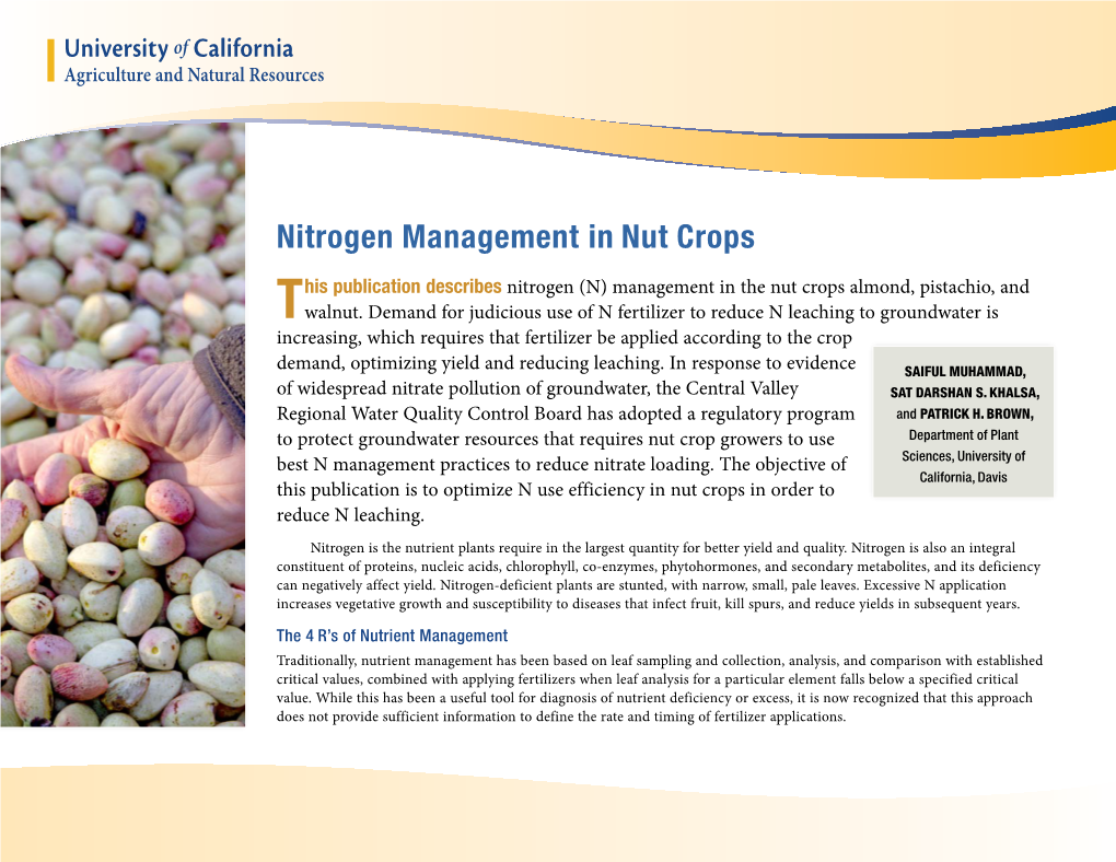 Nitrogen Management in Nut Crops