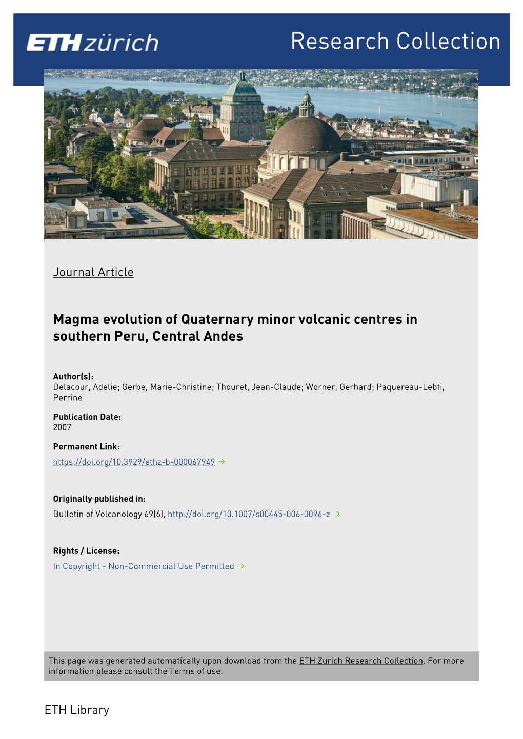 Magma Evolution of Quaternary Minor Volcanic Centres in Southern Peru, Central Andes