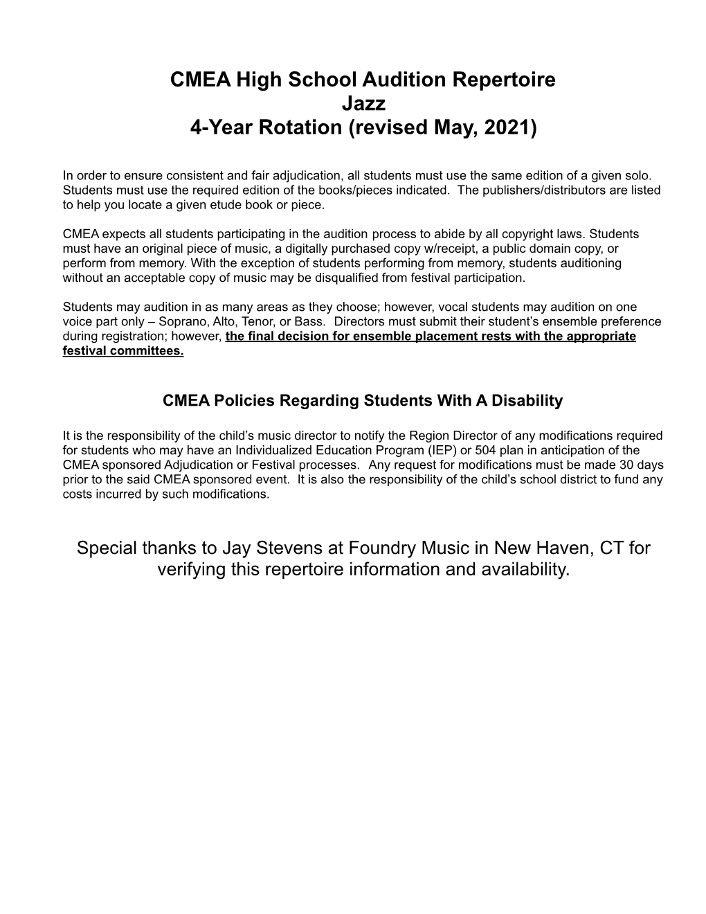 CMEA HS Jazz Auditionrepertoire 2021-2024.Docx