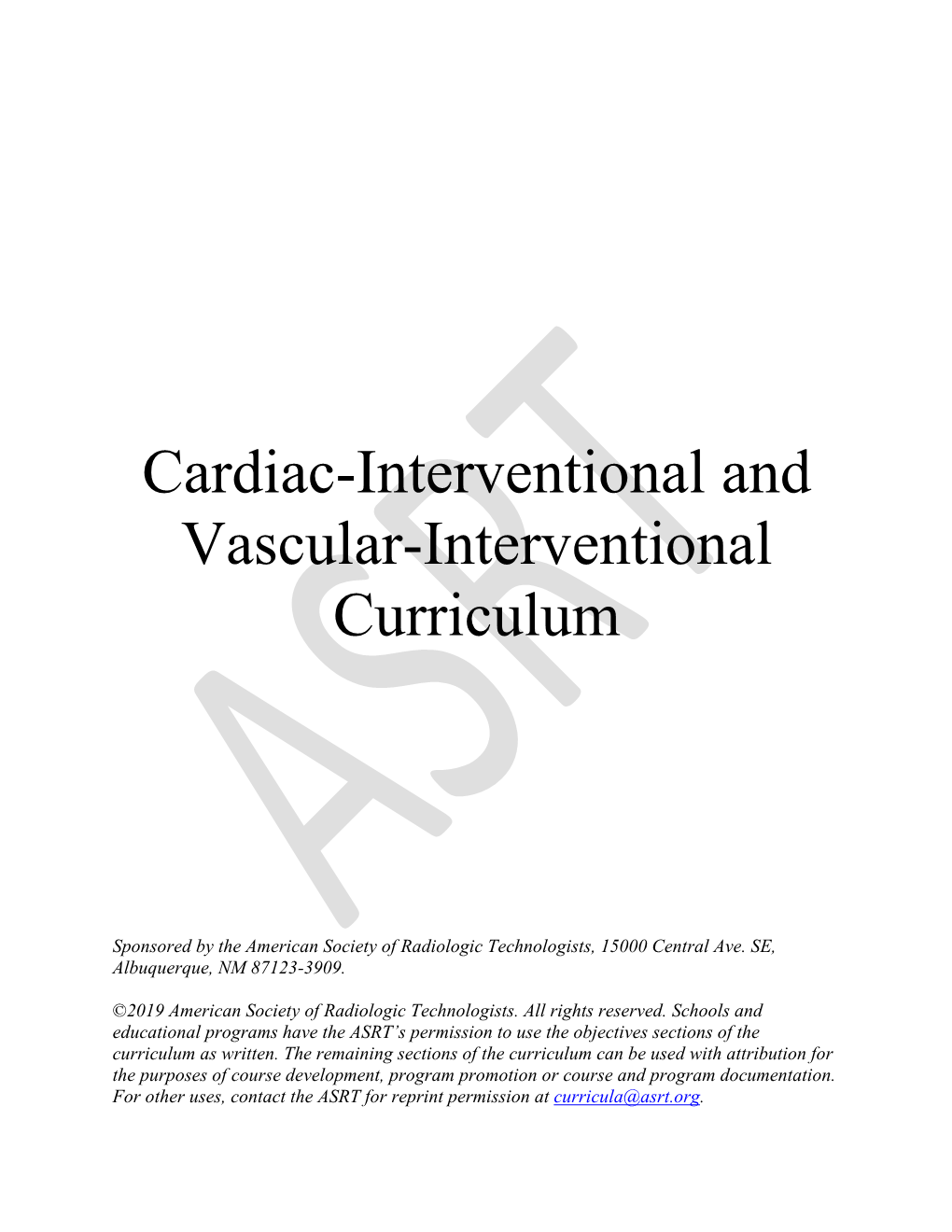 Cardiac Interventional and Vascular Interventional Curriculum Adopted 5