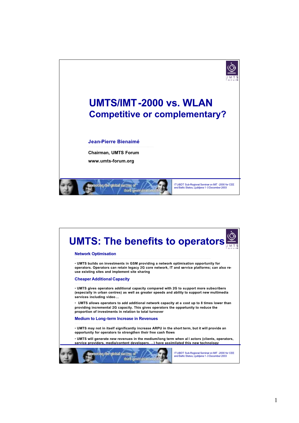UMTS/IMT-2000 Vs. WLAN UMTS