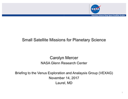 Small Satellite Missions for Planetary Science