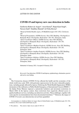 COVID-19 and Leprosy New Case Detection in India