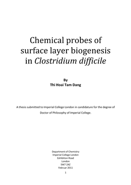 Chemical Probes of Surface Layer Biogenesis in Clostridium Difficile