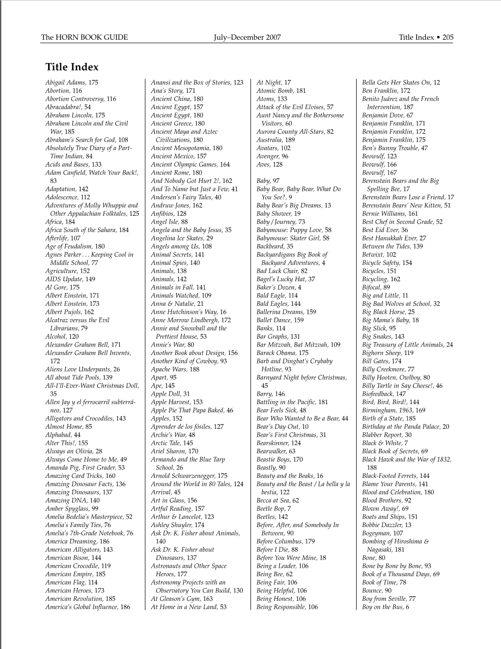 Title Index • 205