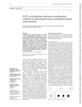 GTP Cyclohydrolase Deficiency