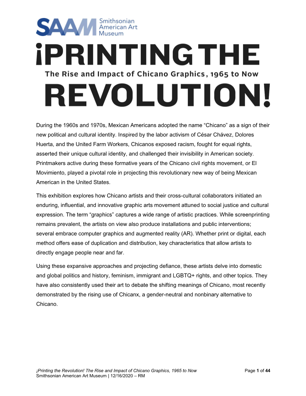 Printing the Revolution Exhibition Wall Text (English) | Smithsonian American Art Museum
