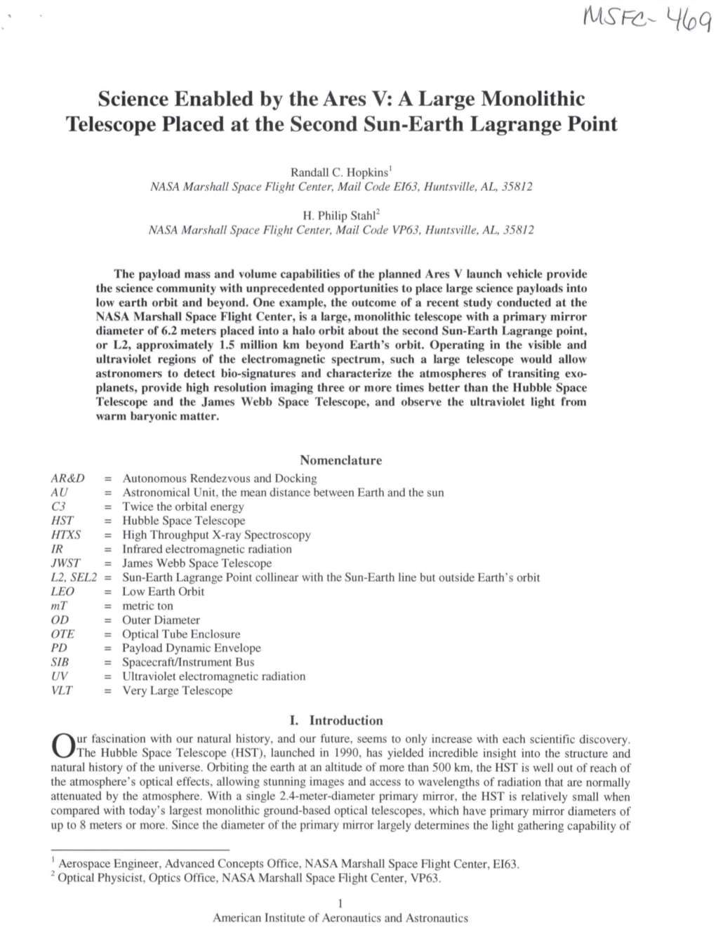 A Large Monolithic Telescope Placed at the Second Sun-Earth Lagrange Point