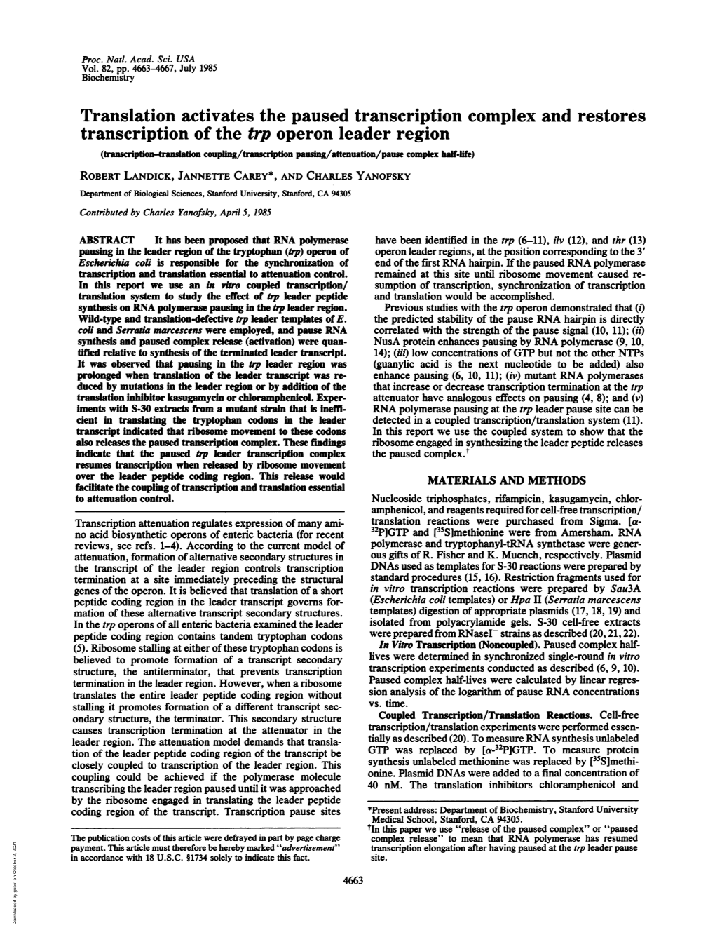 Translation Activates the Paused Transcription Complex and Restores